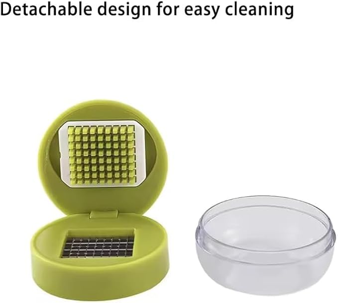 Manual Garlic Chopper with Container – Stainless Steel Garlic Mincer & Press