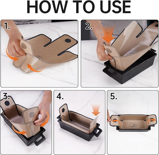 NiHome Silicone Bread Sling, Reusable Nonstick Loaf Pan Liner, Brown, Fits 9x5–10x5 Inch Pans