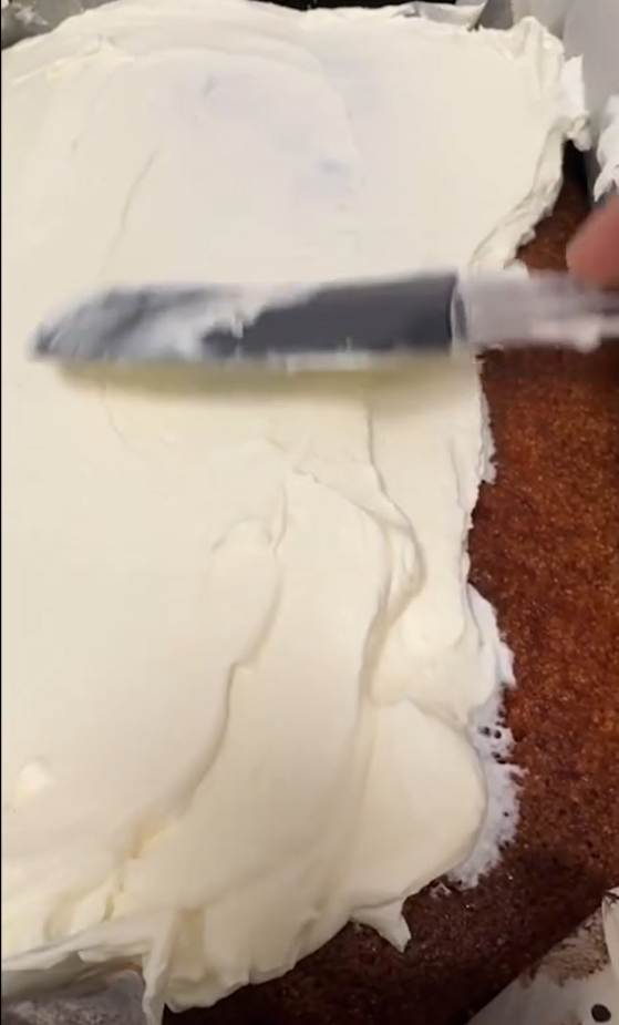Pour warm syrup over hot cake immediately out of the oven.