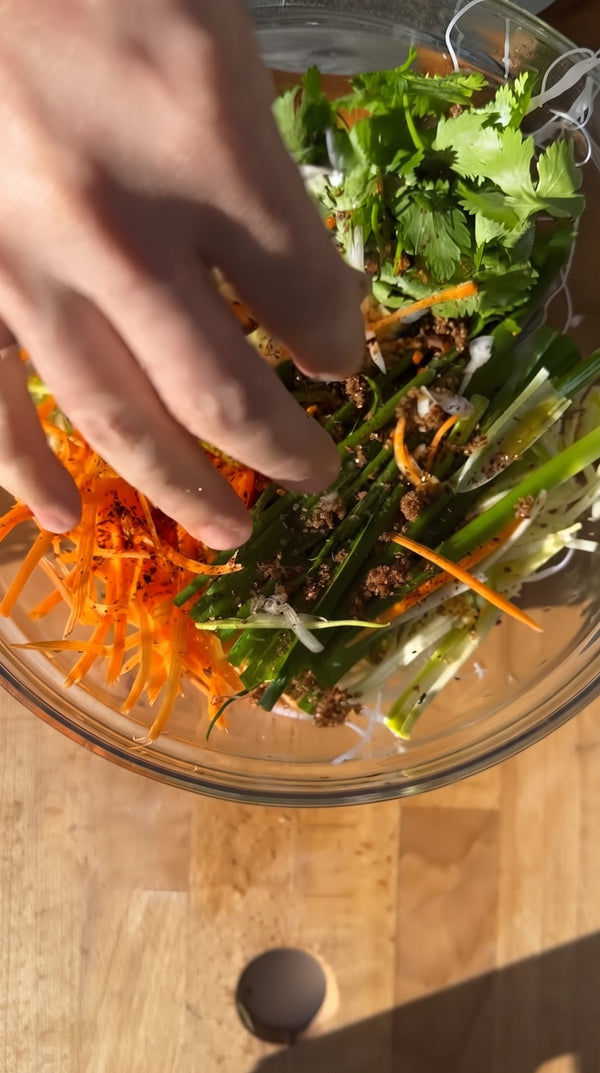 Transfer to paper towels to drain excess oil, and serve immediately with the
spicy Asian dipping sauce.
