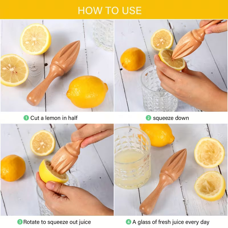 1/2pcs Beech Wood Lemon Squeezer – Handheld Citrus Juicer