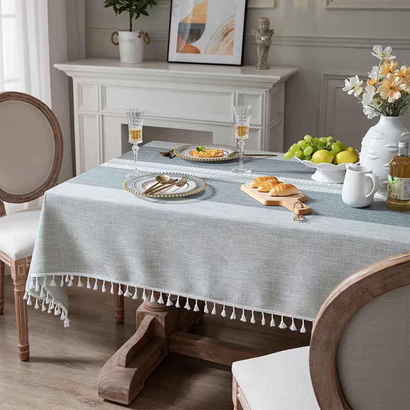 Japanese Style Gray Tablecloth Literary Round Table Coffee Table Dining Table Cloth Art Rectangular Tablecloth 1pc