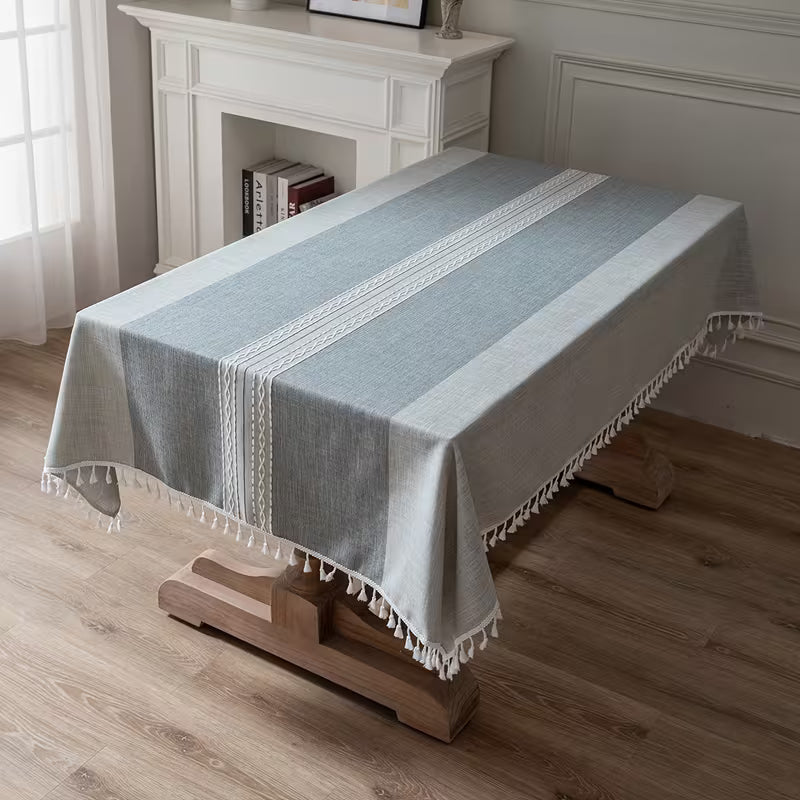 Japanese Style Gray Tablecloth Literary Round Table Coffee Table Dining Table Cloth Art Rectangular Tablecloth 1pc