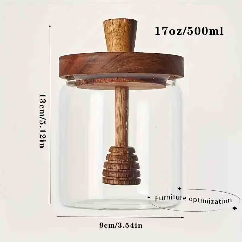 Glass Honey Jar – Wide-Mouth Honey & Syrup Dispenser
