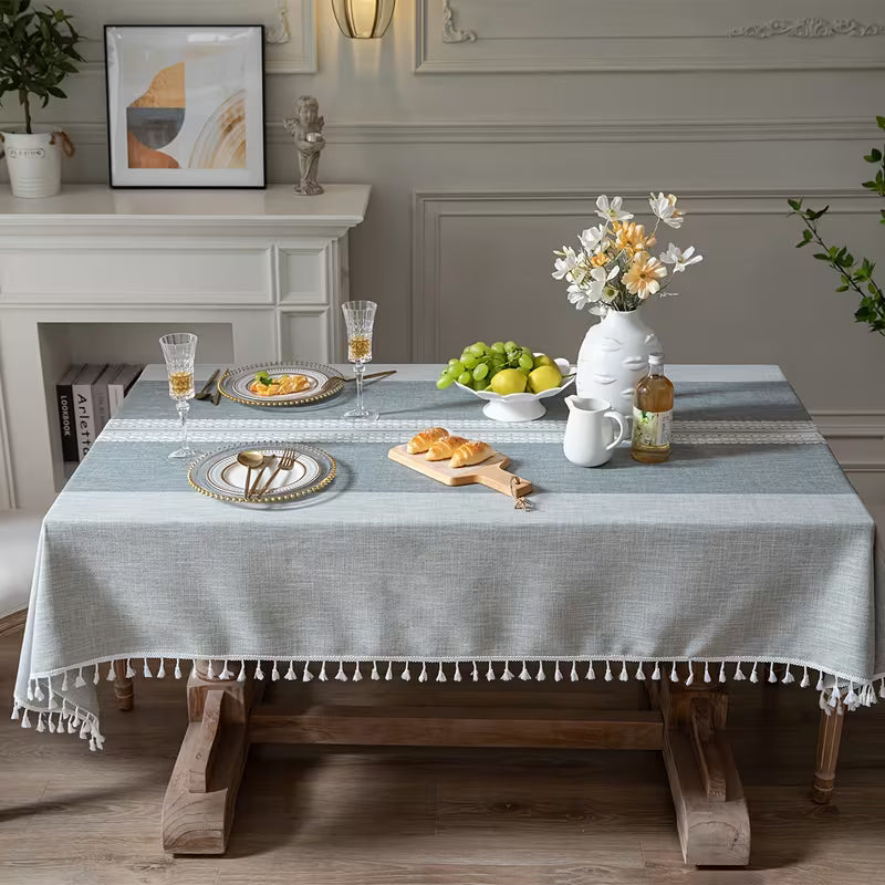 Japanese Style Gray Tablecloth Literary Round Table Coffee Table Dining Table Cloth Art Rectangular Tablecloth 1pc