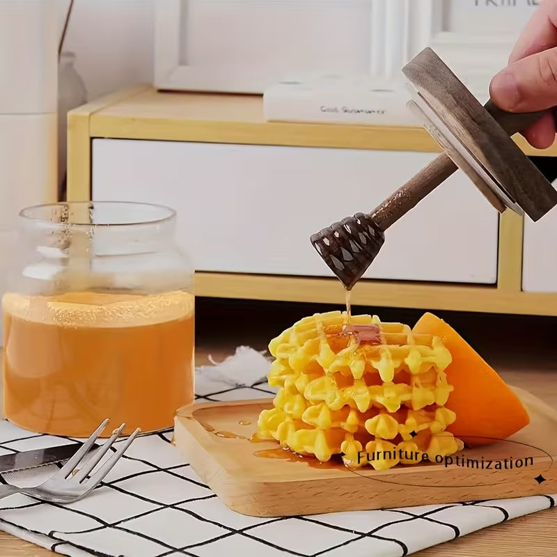 Glass Honey Jar – Wide-Mouth Honey & Syrup Dispenser