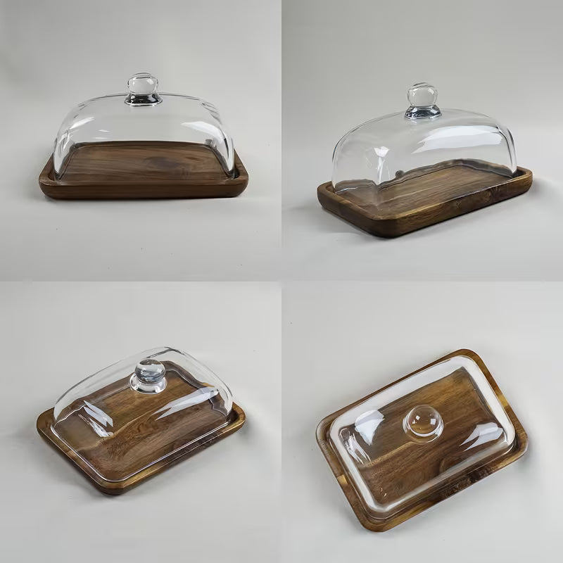 Teakwood Butter Dish & Serving Plate