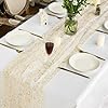 Beige Gold Gauze Table Runner 120 Inch with Glitter Foil