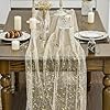 Beige Gold Gauze Table Runner 120 Inch with Glitter Foil