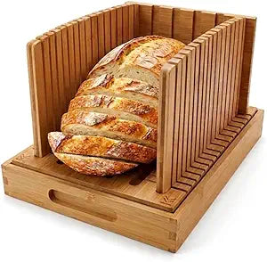Fir and Favour Adjustable Bamboo Bread Slicer with Crumb Tray