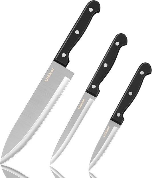 Kitchen Knife Set, 3PCS | 8" Chef Knife, 5" Utility Knife & 3.5" Paring Knife