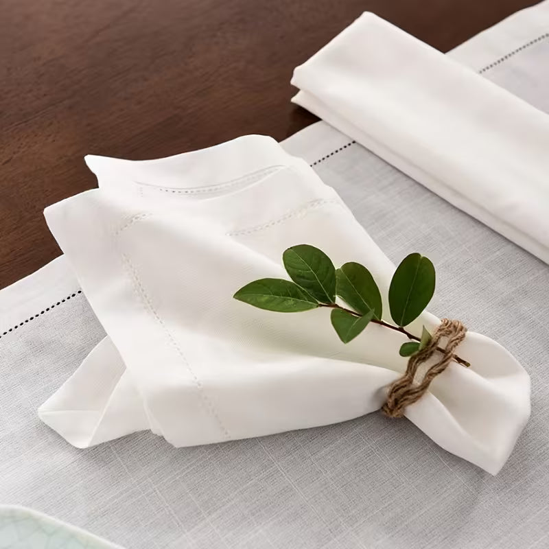 2pcs 45x45cm 100% Cotton White Square Napkins – Elegant Holiday Table Decor