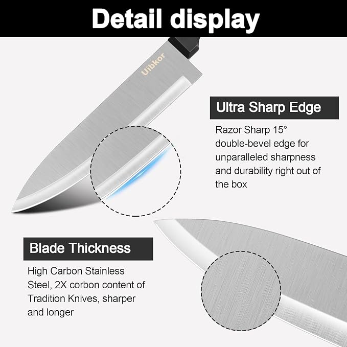 Kitchen Knife Set, 3PCS | 8" Chef Knife, 5" Utility Knife & 3.5" Paring Knife