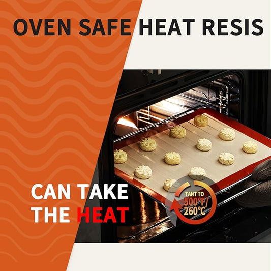 2-Pack Silicone Baking Mats, 16.5 x 11.6 Inch Reusable Nonstick Baking Sheets