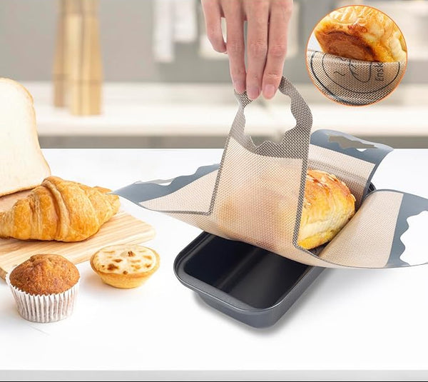 2PCS Silicone Bread Loaf Pan Liners – Reusable Nonstick Loaf Pan Lifters with 4 Handles