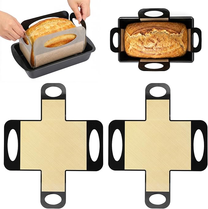 2Pcs Silicone Bread Sling Liners | Reusable Non-Stick for 9x5" Loaf Pans
