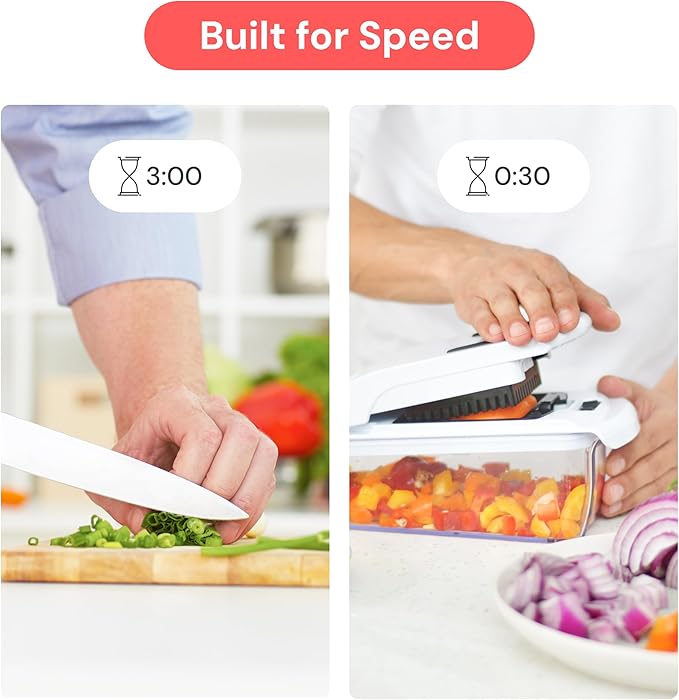 Fullstar Pro 4-in-1 Vegetable Chopper | Spiralizer, Onion & Fruit Cutter, White