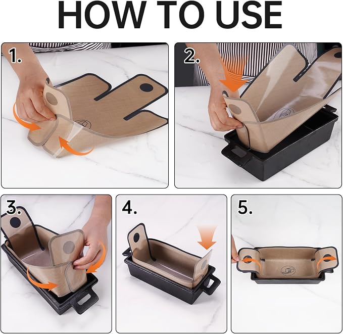NiHome Silicone Bread Sling, Reusable Nonstick Loaf Pan Liner, Brown, Fits 9x5–10x5 Inch Pans
