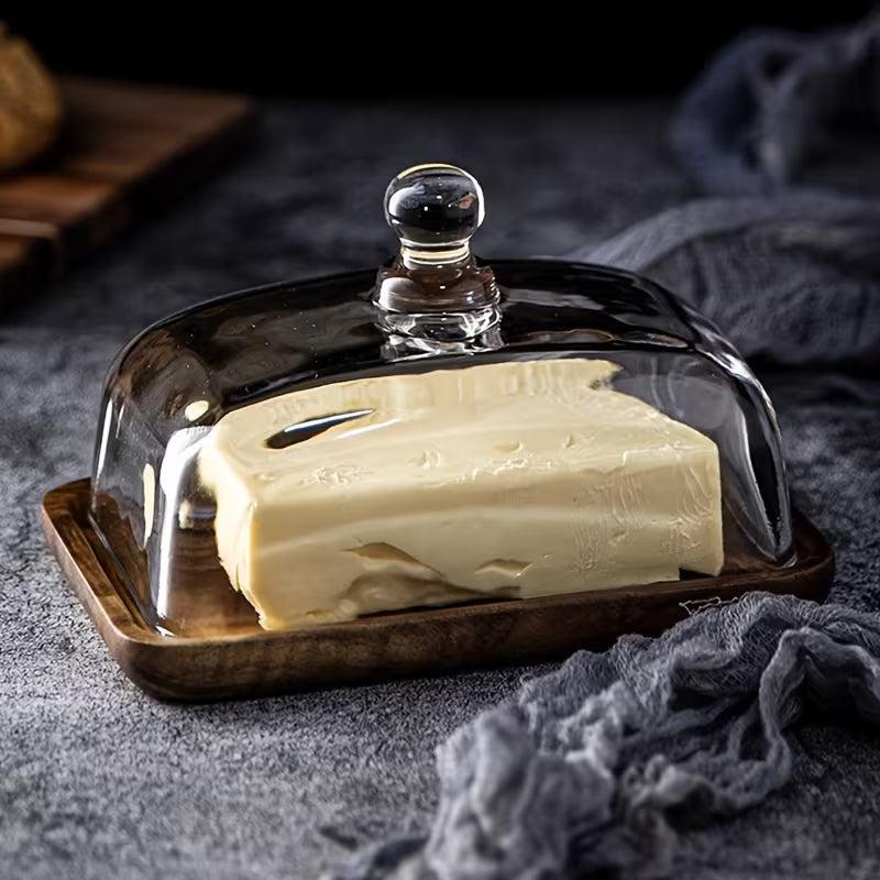 Teakwood Butter Dish & Serving Plate