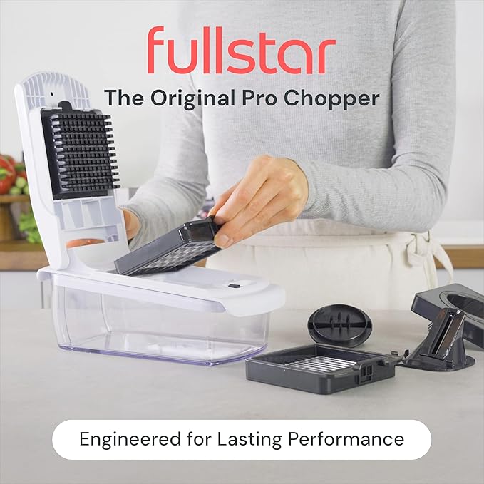 Fullstar Pro 4-in-1 Vegetable Chopper | Spiralizer, Onion & Fruit Cutter, White