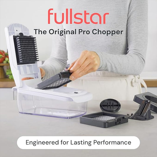 Fullstar Pro 4-in-1 Vegetable Chopper | Spiralizer, Onion & Fruit Cutter, White