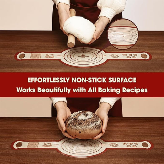 2PCS Silicone Bread Sling for Dutch Oven, Nonstick Reusable Baking Mats, Oval & Round