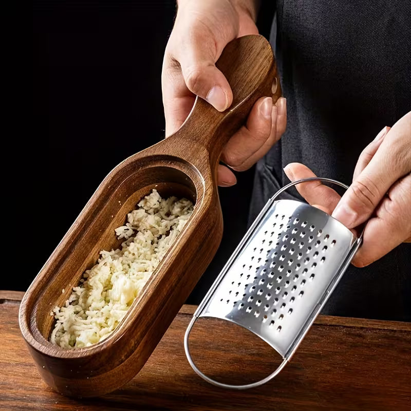 Stainless Steel Cheese Grater – Acacia Wood Handle Kitchen Gadget