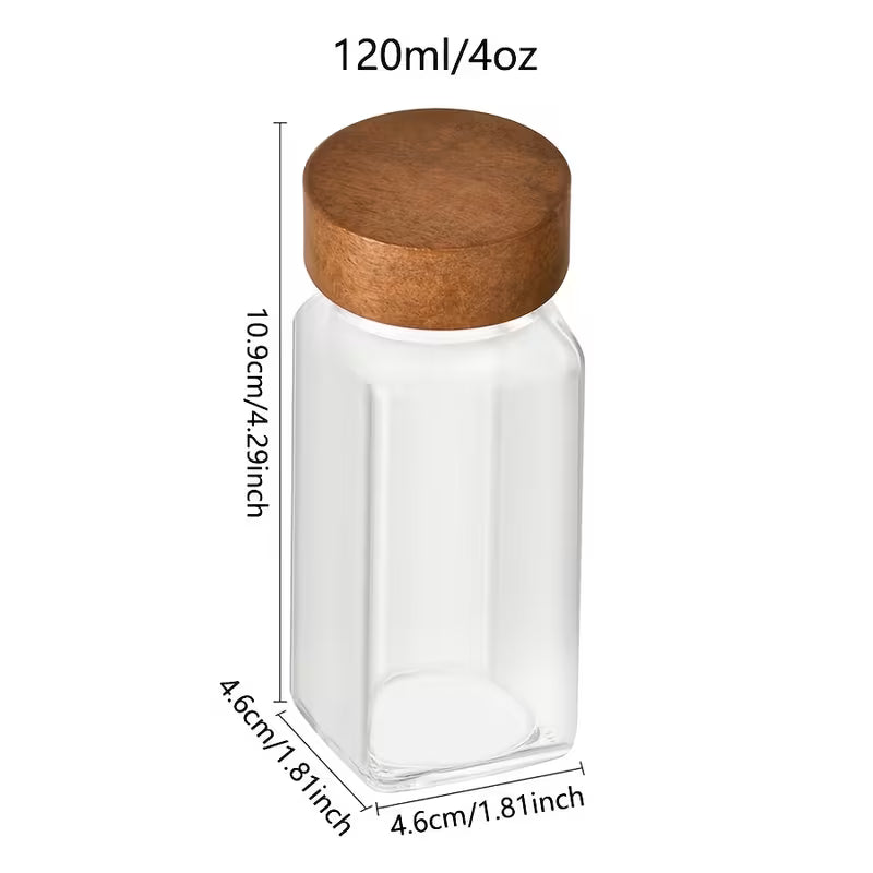 6/12/24/36pcs Acacia Wood Spice Shaker Set – Glass Salt & Pepper Jars
