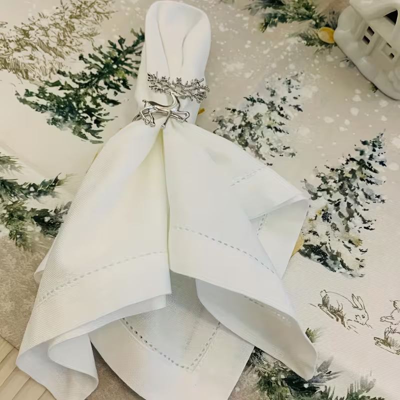 2pcs 45x45cm 100% Cotton White Square Napkins – Elegant Holiday Table Decor