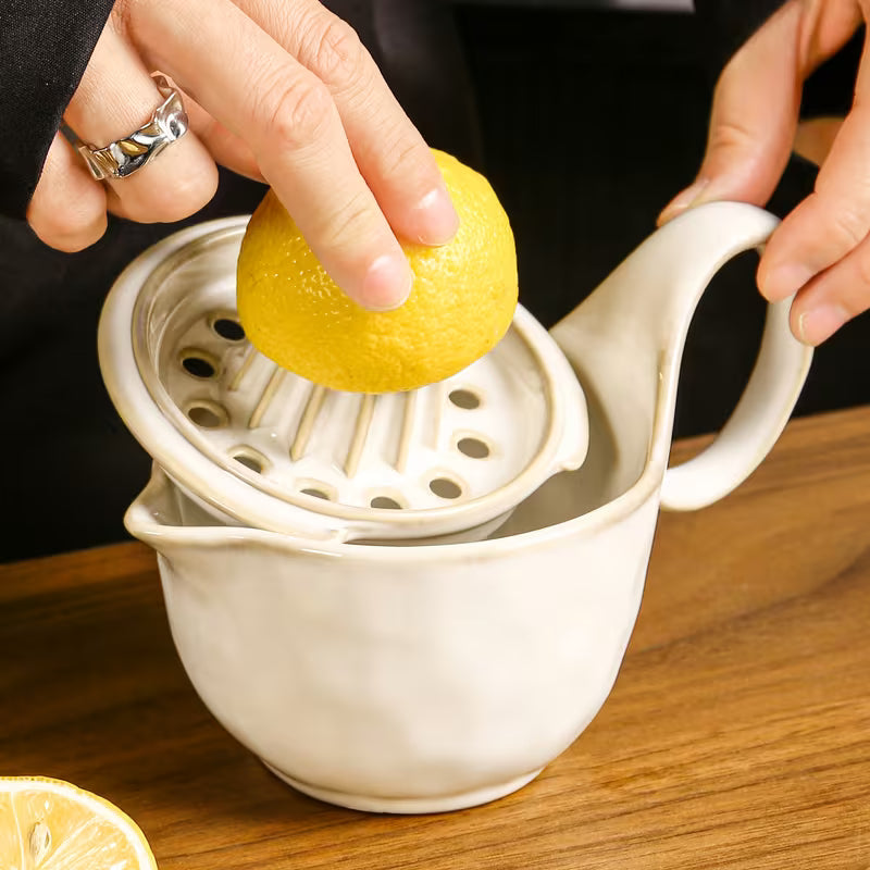 Ceramic Lemon Juicer – Vintage Style Manual Citrus Squeezer