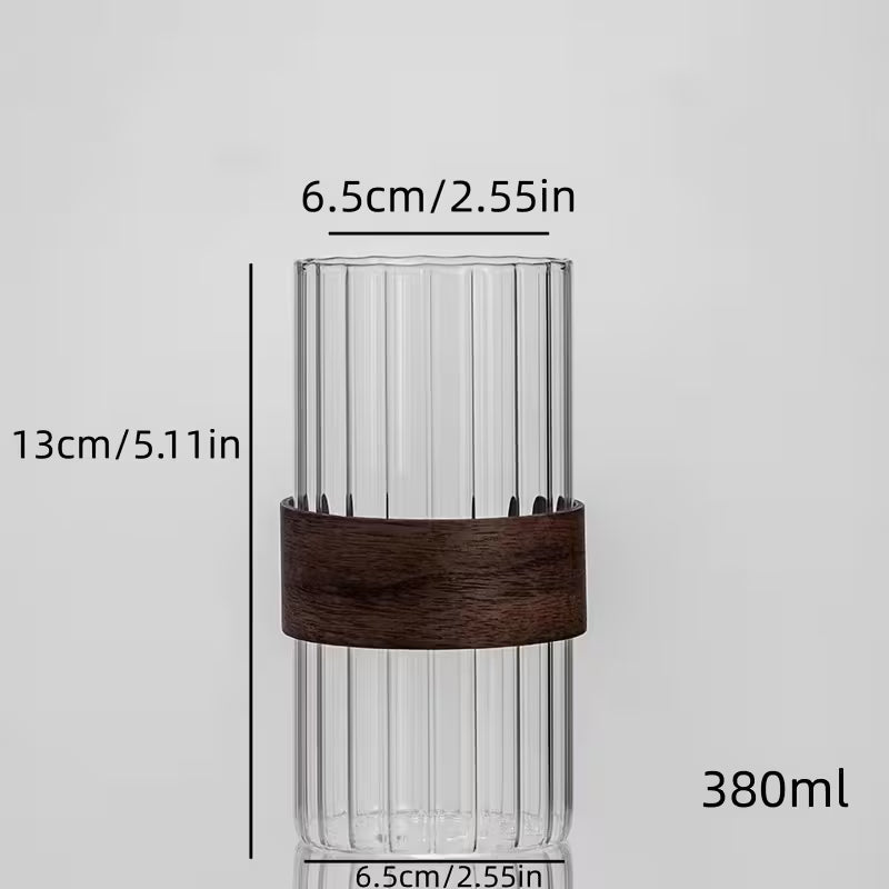 4/6pcs Ribbed Glass Cups – 380ml Water, Tea & Juice Cups