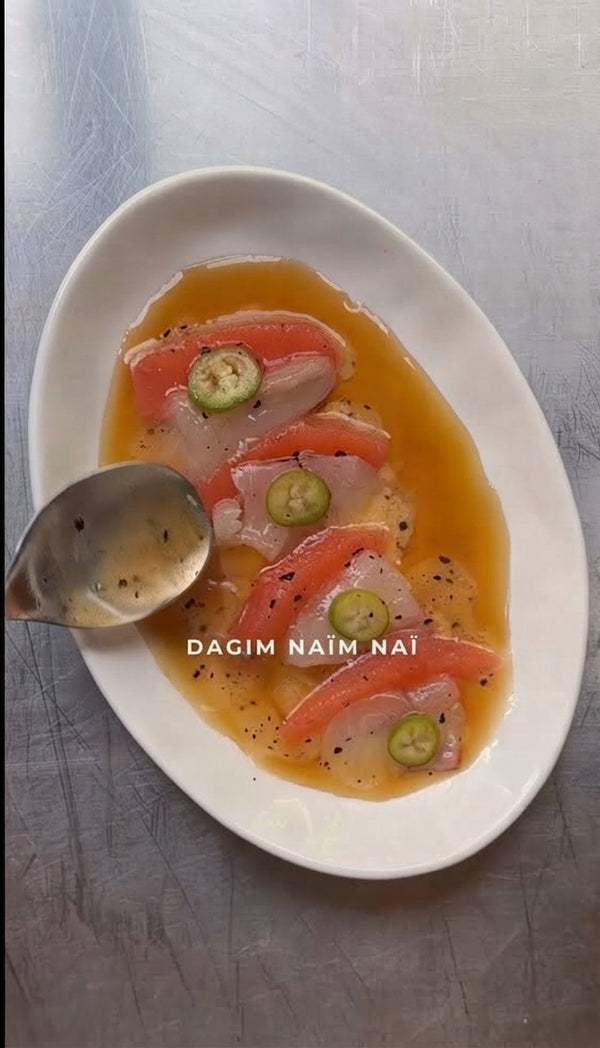 Sea Bream Sashimi with Blood Orange & Kaffir Lime