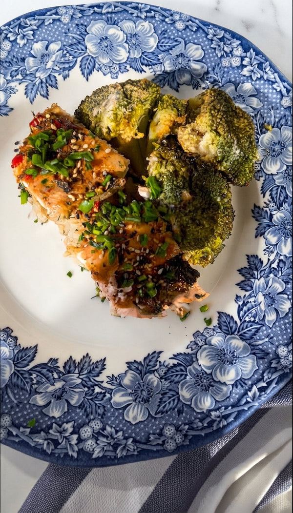 Rice Stuffed Salmon Asian Broccoli