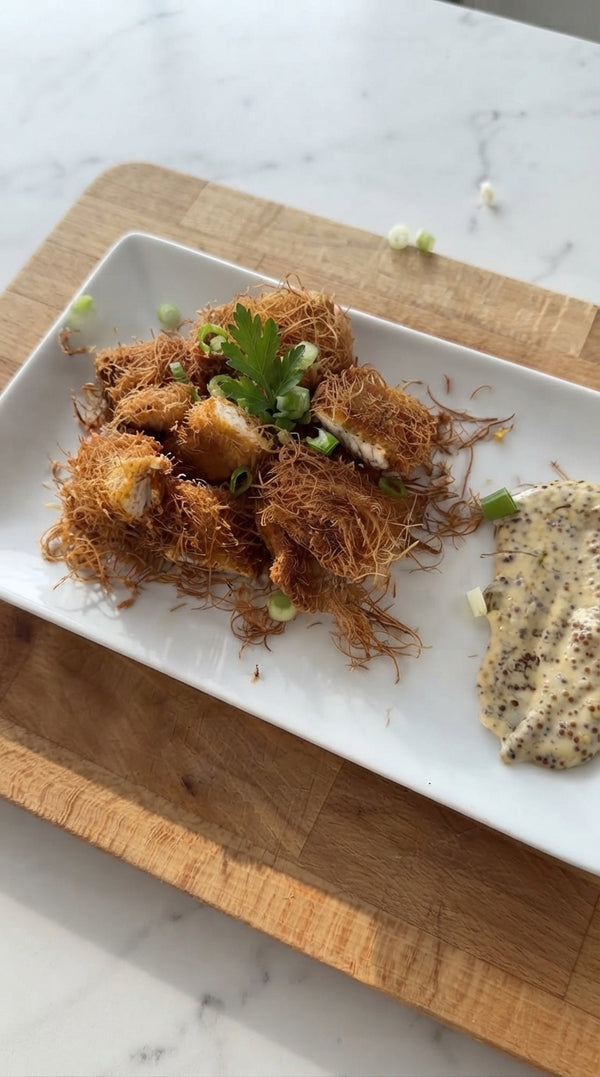 Extra Extra Crispy Kadaif Crusted Chicken Schnitzel