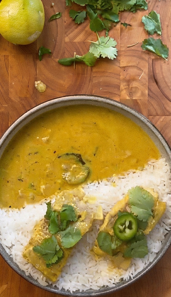 Yellow Fish Curry with Coconut Basmati Rice