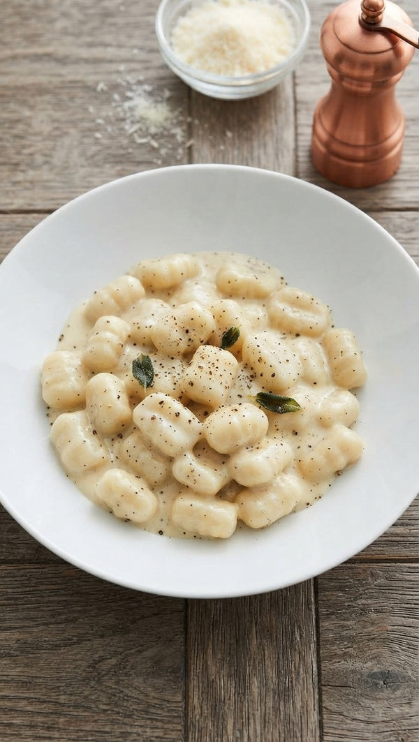 Homemade Italian Polenta Gnocchi in Garlic Butter Cream Sauce