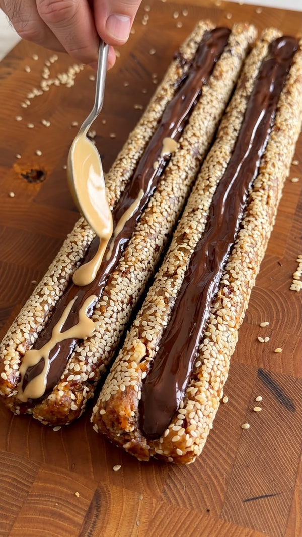 Using a chopstick or metal skewer pressed horizontally along the top center, form a deep trench/groove along the length of the log.
