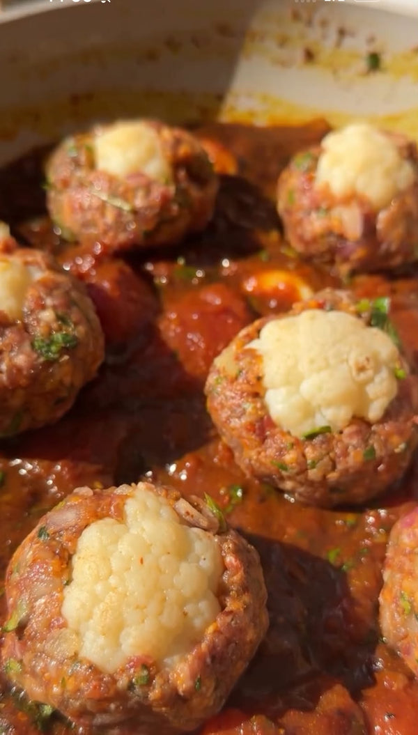 Beef Meatball Stuffed Cauliflower Florets