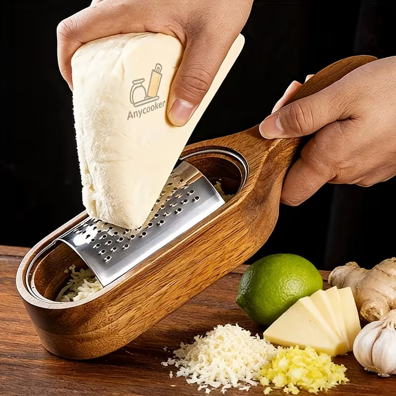 Stainless Steel Cheese Grater – Acacia Wood Handle Kitchen Gadget