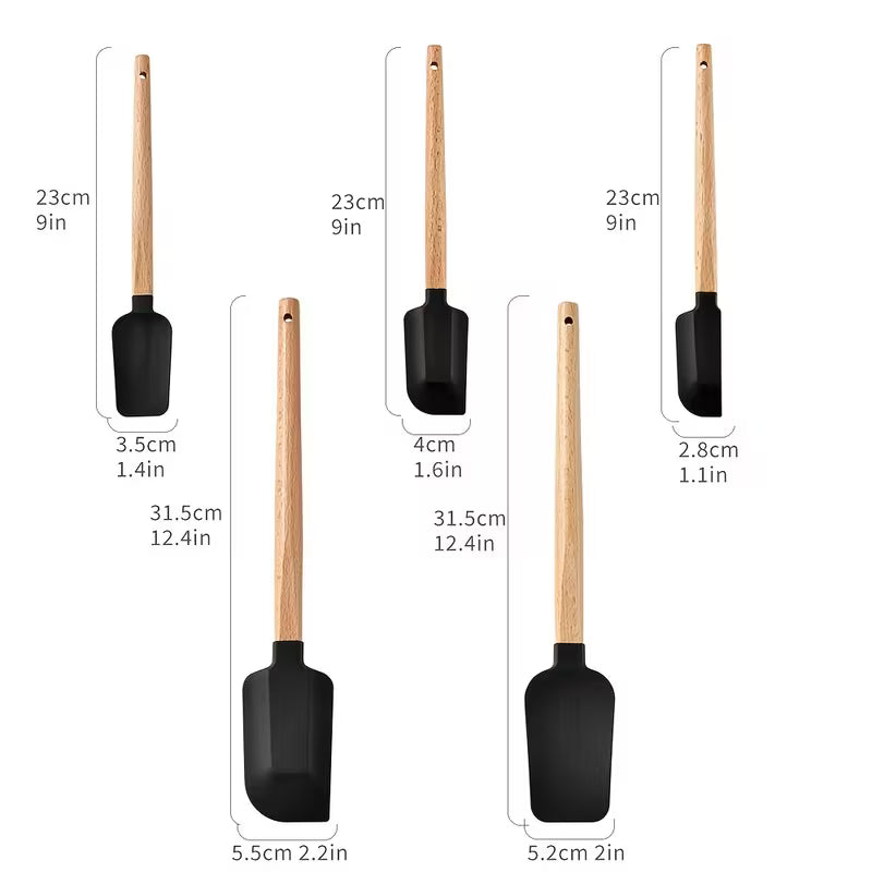 5pcs Silicone Spatula Set – Baking, Stirring & Cooking Tools