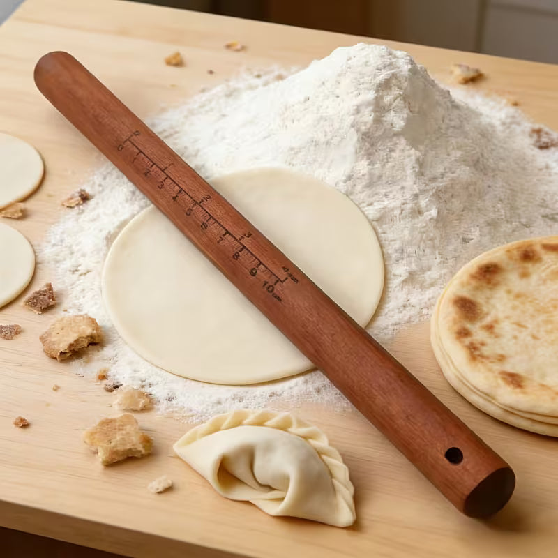 Natural Wooden Rolling Pin – Dumpling, Pancake & Baking Tool