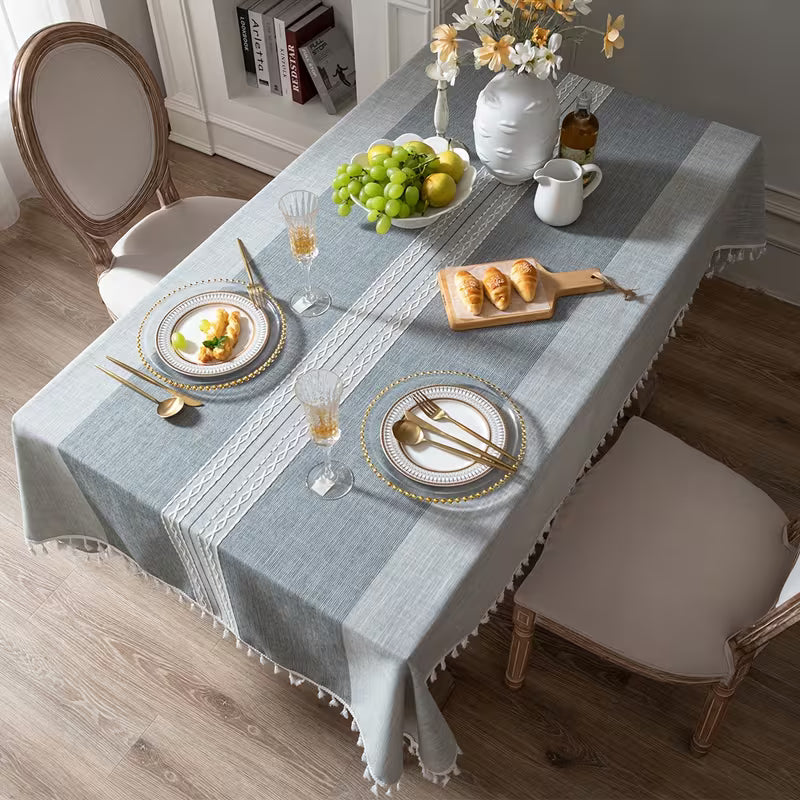 Japanese Style Gray Tablecloth Literary Round Table Coffee Table Dining Table Cloth Art Rectangular Tablecloth 1pc