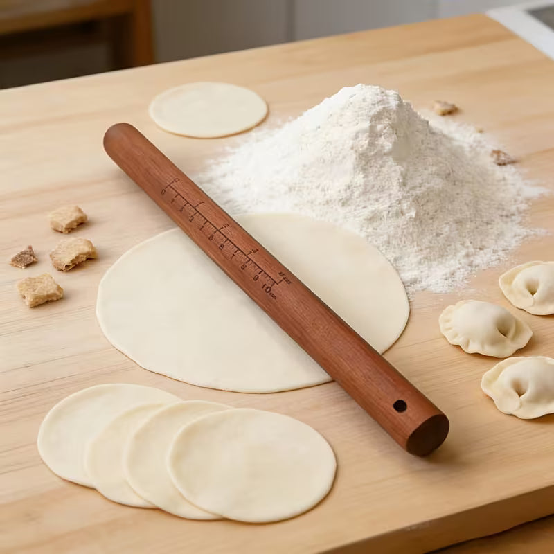 Natural Wooden Rolling Pin – Dumpling, Pancake & Baking Tool