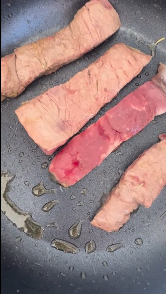 Gives meat a glossy finish.Return seared veal medallions to the pan for 30 seconds. Stir gently to coat each piece with the warm gastrique sauce without overcooking.