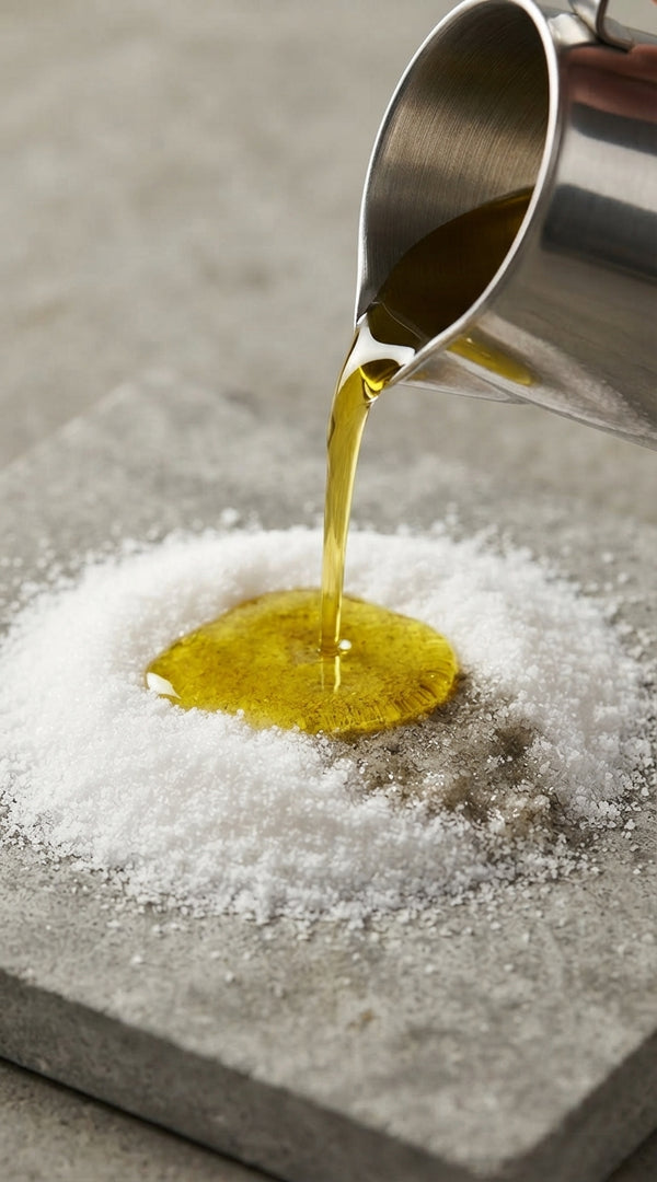 Coats semolina grains for fluffiness. In a large microwave-safe glass bowl, combine 2.5 cups semolina, salt, and ½ cup oil. Mix thoroughly until all semolina grains are evenly coated in oil.