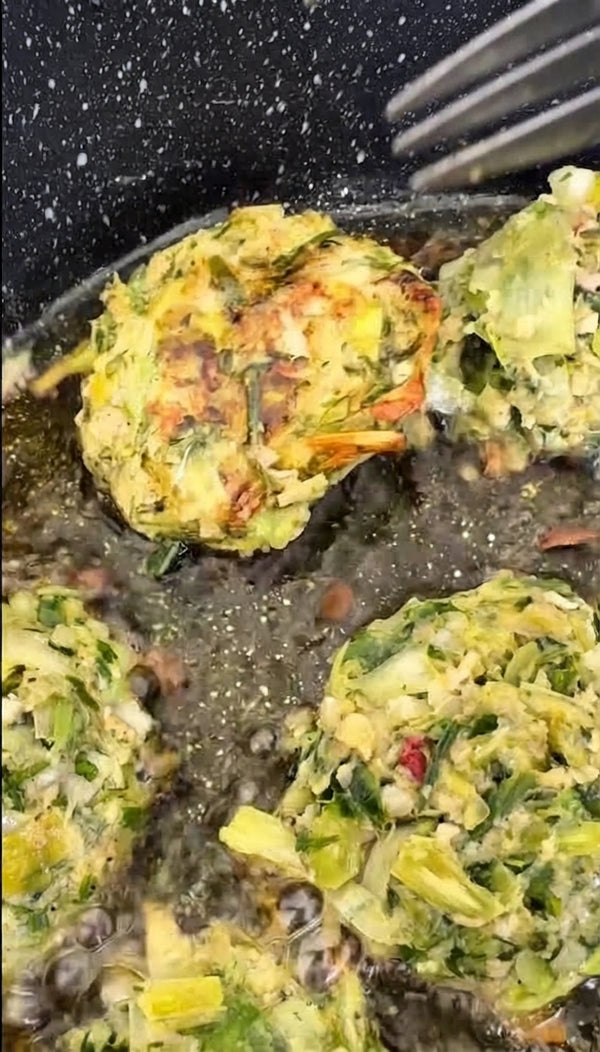 Heat ½ inch of oil in a wide frying pan over medium-high heat. Fry patties in batches for 3-4 minutes per side until deeply golden brown and crisp on the edges. Drain on paper towels.