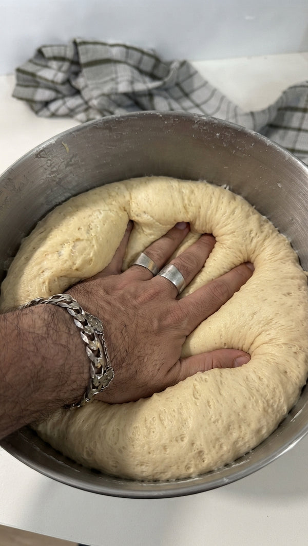 In a stand mixer bowl, combine all dough ingredients except butter and salt. Knead for 5 minutes. Gradually add the cubed soft butter and knead for another 10 minutes. Add salt and knead for a final 5 minutes (20 minutes total kneading time).