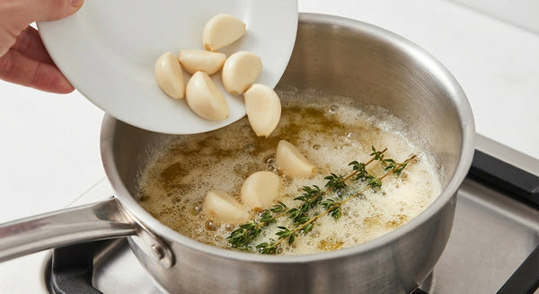 Off the heat, fold in butter, Parmesan (or Kosher dairy-free alternative), nutmeg, and salt.