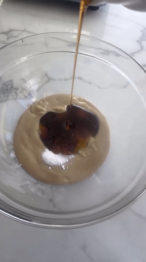Whisk raw tahini, natural maple syrup, and vanilla extract together until smooth.