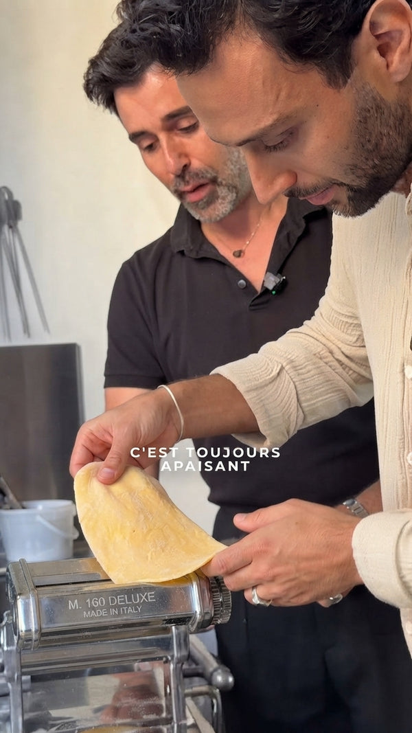 Roll rested pasta dough into thin sheets. Pipe line of shredded beef cheek filling along dough edge, fold over, seal tightly removing air pockets, and cut/pinch into precise agnolotti or tortellini shapes.